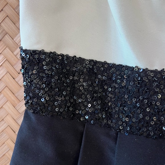 GORGEOUS COTTON/SILK KAY UNGER BLACK/WHITE COCKTAIL DRESS W/ SEQUIN WAIST - NWT - Picture 4 of 8